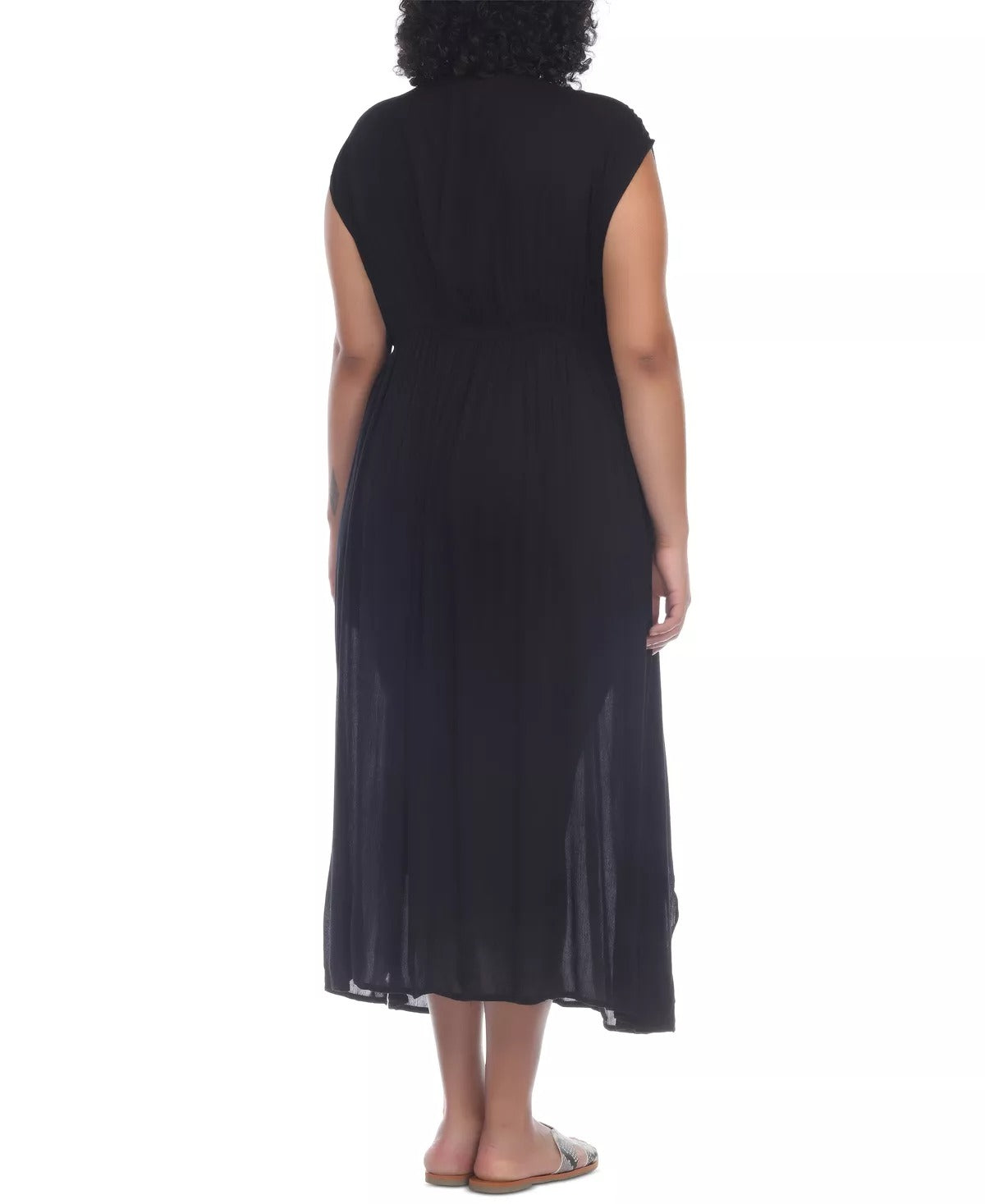 Raviya BLACK Plus Size Front Slit Cover-up Maxi Dress, US Size 1X