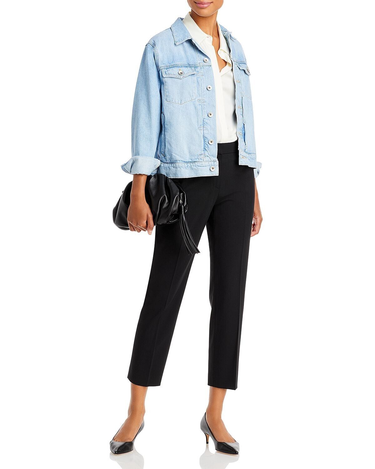 Theory Treeca Wool-Blend Cropped Pants Navy Size 12 MSRP $275