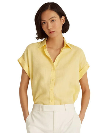 Lauren Ralph Lauren Womens Yellow Collared Button Up Top Size XL MSRP $80
