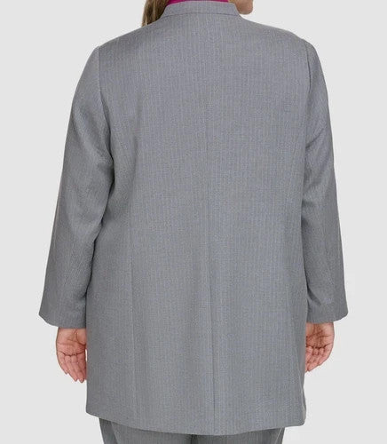 Calvin Klein GREY Collarless Open-Front Pinstriped Blazer PLUS SIZE 16W $169