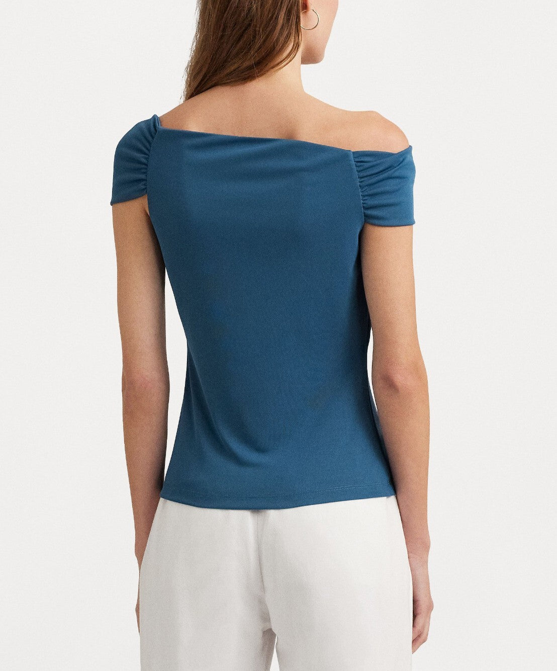 Ralph Lauren Stretch Jersey Off The Shoulder Top Blue Size S MSRP $90