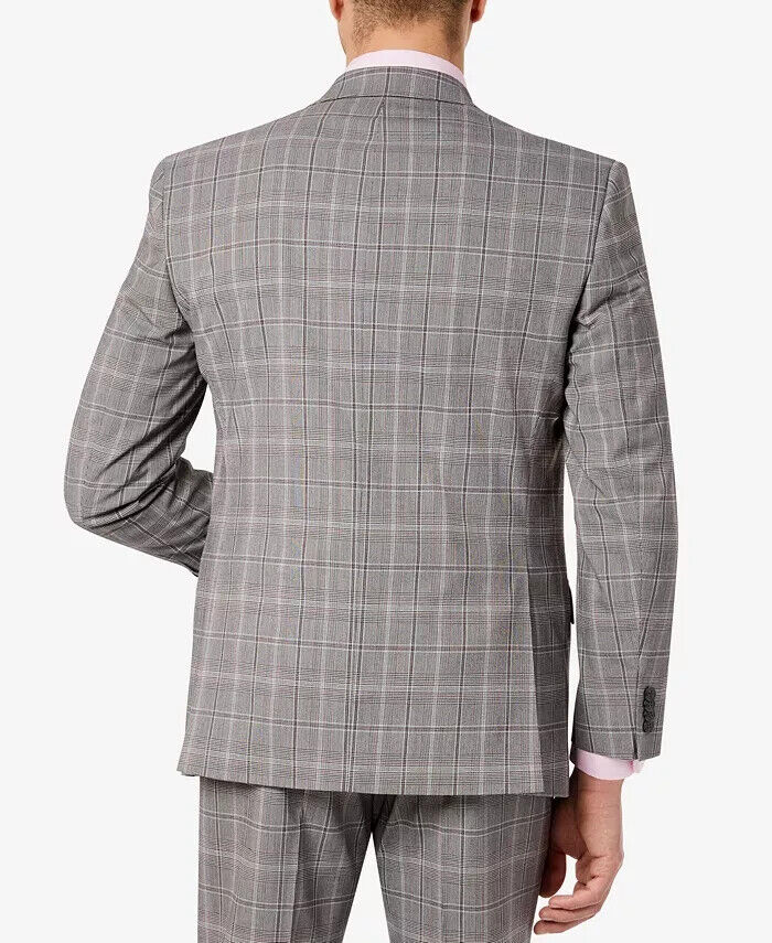 Sean John Men Classic-Fit Plaid Suit Jacket blazer Gray Pink Size 36S MSRP $360