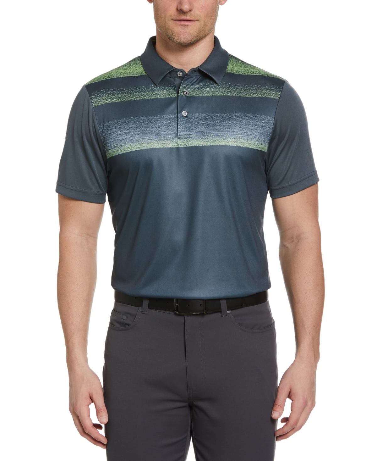 Pga Tour Men Athletic fit Short Sleeve Polo Shirt Large Grey Solid