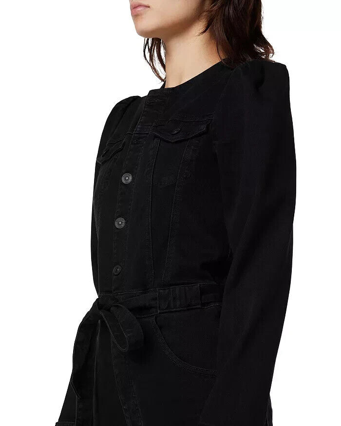 Hudson Puff Sleeve Denim Jumpsuit in Washed Black Size S MSRP $325