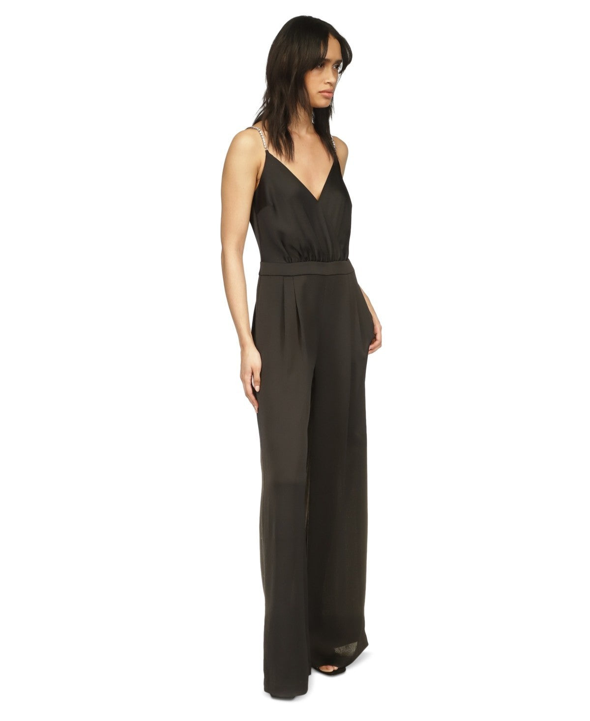 Michael Kors Women's V-Neck Sleeveless Jumpsuit Black Size XL MSRP $195