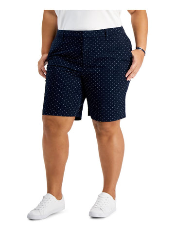 Tommy Hilfiger Womens Hollywood Polka Dot Cotton Flat Front Plus Size 18W