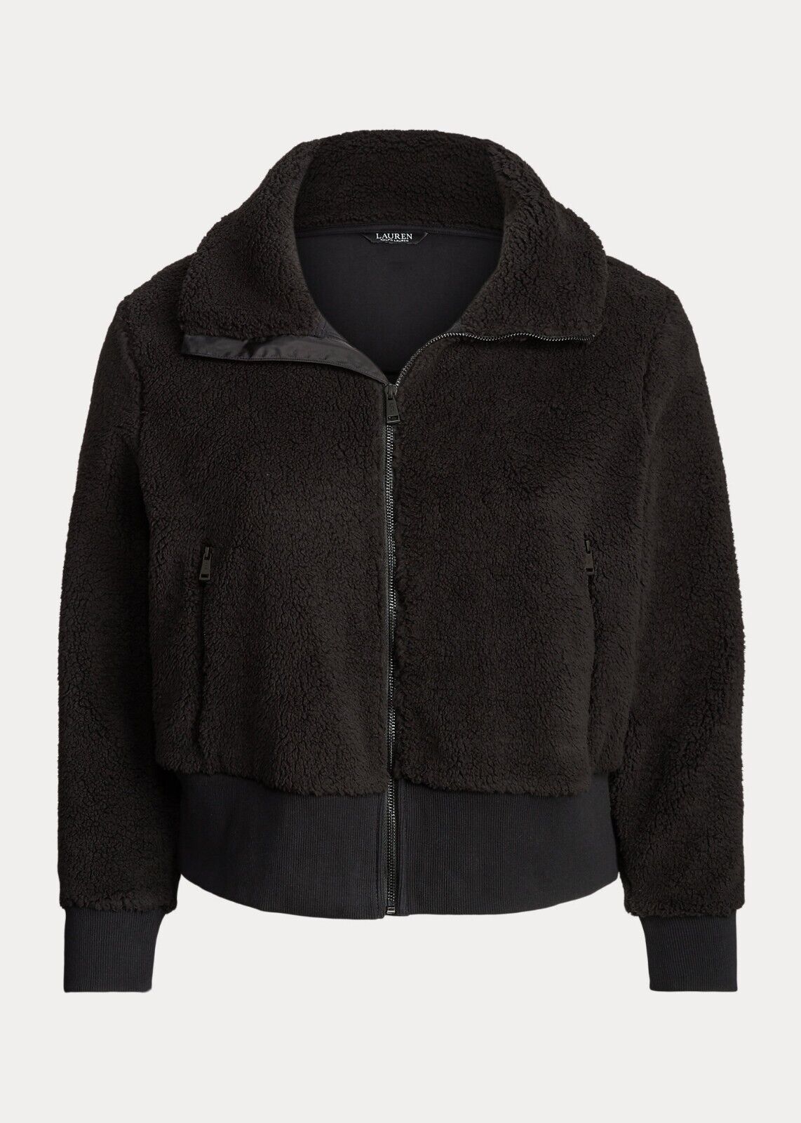 Ralph Lauren Faux-Shearling Full-Zip Jacket Polo Black Size L MSRP $145