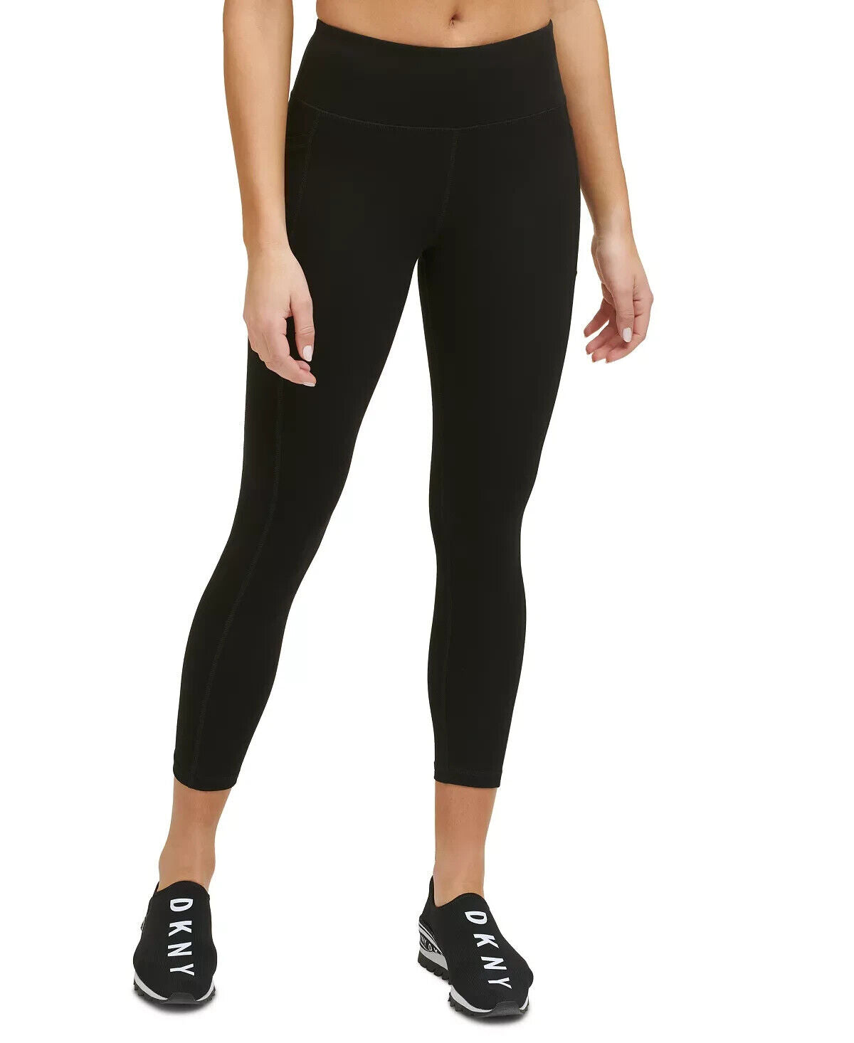 Dkny Womens Sport Women's Side-Striped Logo 7/8 Leggings black Size XS MSRP $60