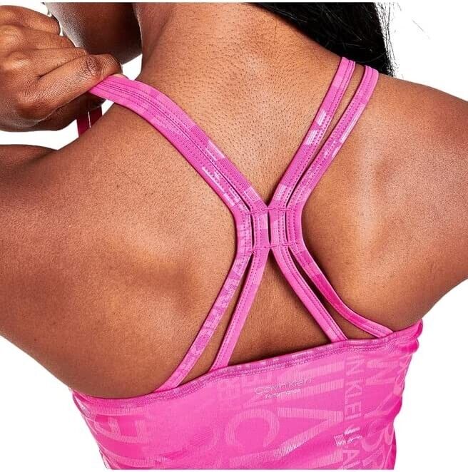 Calvin Klein Womens Printed Strappy Back Tank Top Pink Size S MSRP $50
