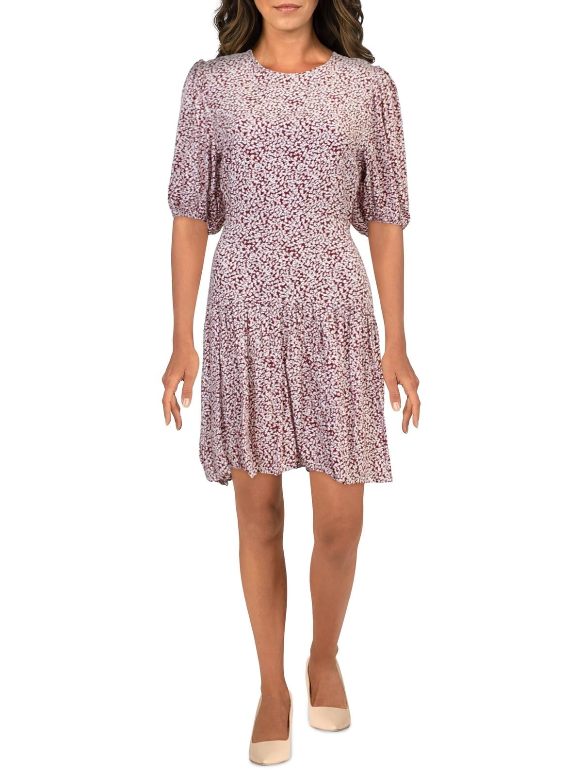 Free People Womens Printed Open Back Mini Dress Size S Red