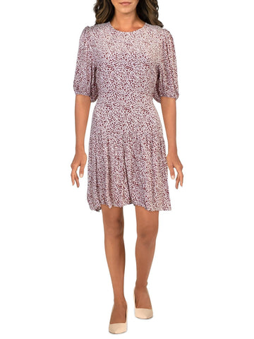 Free People Womens Printed Open Back Mini Dress Size S Red