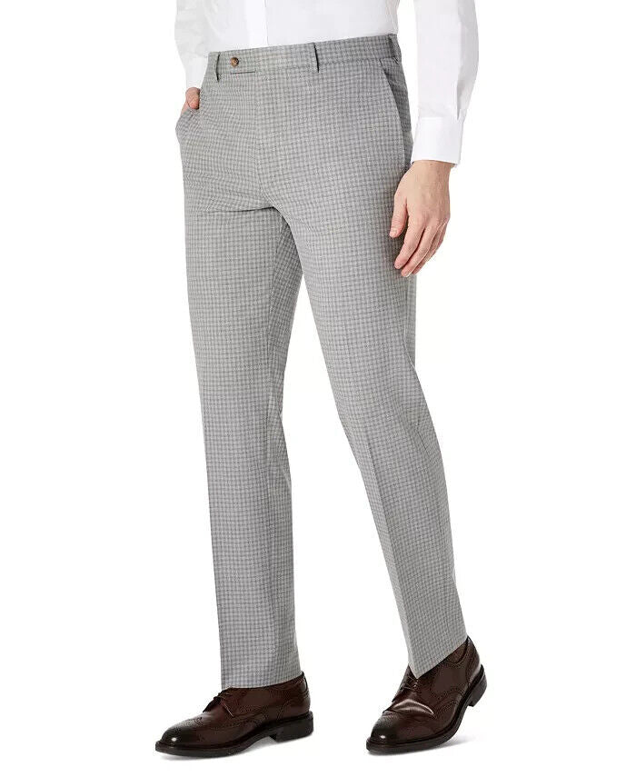 LAUREN RALPH LAUREN Classic-Fit Gray Grid Dress Pants Gray Plaids Size 40X30 $95