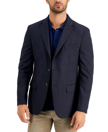 TOMMY HILFIGER Men's Modern-Fit Brown/Blue Plaid Blazer Size 36S MSRP $295