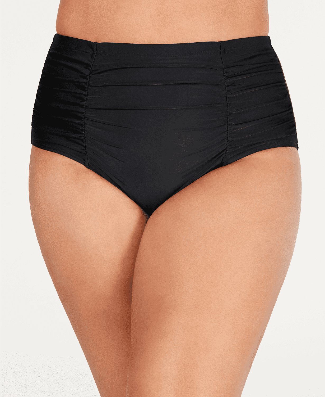 Island Escape South Beach High Waist Black Bikini Swim Bottom Plus Size 24W