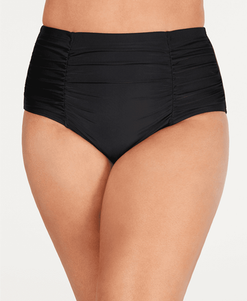 Island Escape Women's Plus High Waist Bikini Bottoms Swimsuit Black Size 16W