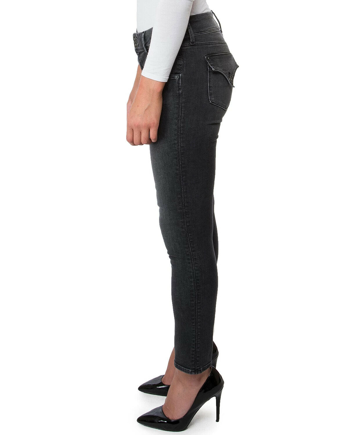 Hudson Jeans Women Collin Skinny Jeans Charcoal Black Size 32