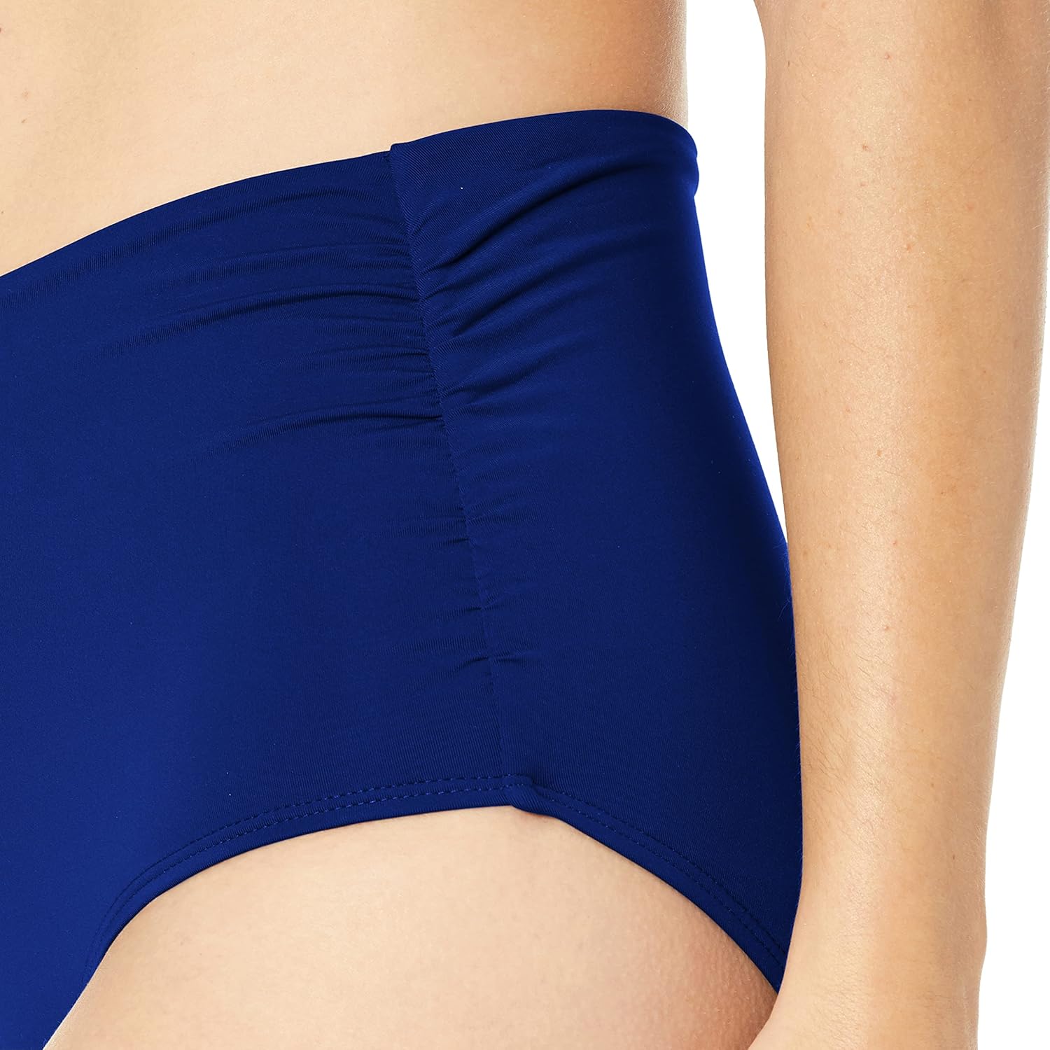Anne Cole Women's High Waist Over Shirred Bikini Bottom Swimsuit,Navy, Size XL