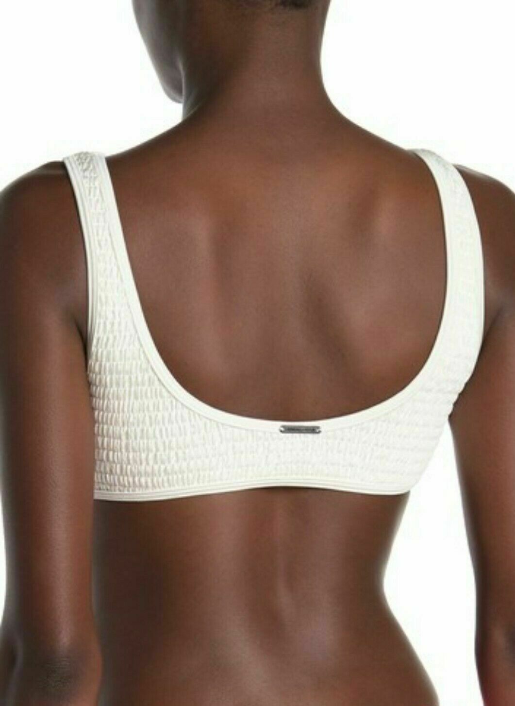 KENDALL + KYLIE White Henley Scrunch Bikini Top White Size M MSRP $120