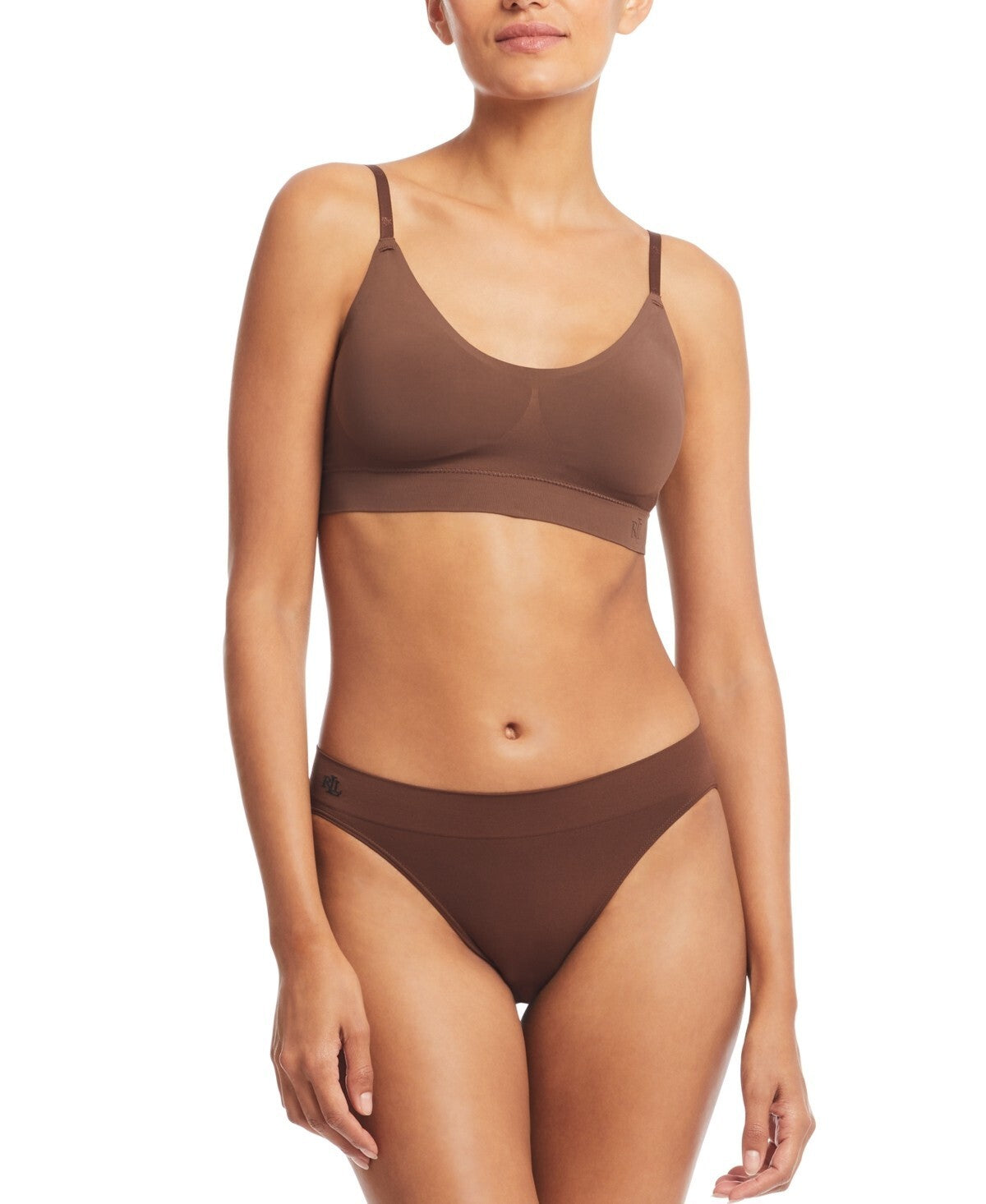 Lauren Ralph Lauren Women's Smoothing Wireless Bralette Brown Size L MSRP $48