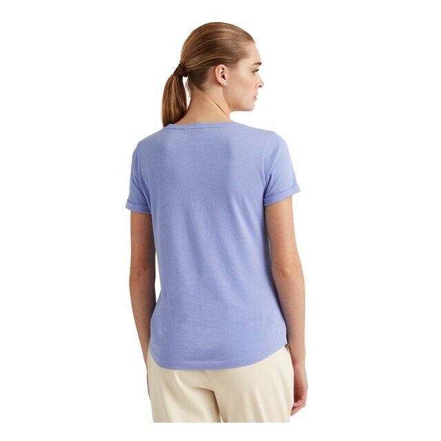 Lauren Ralph Lauren Womens Blue Short Sleeve Crew Neck T-Shirt Size XS MSRP $80