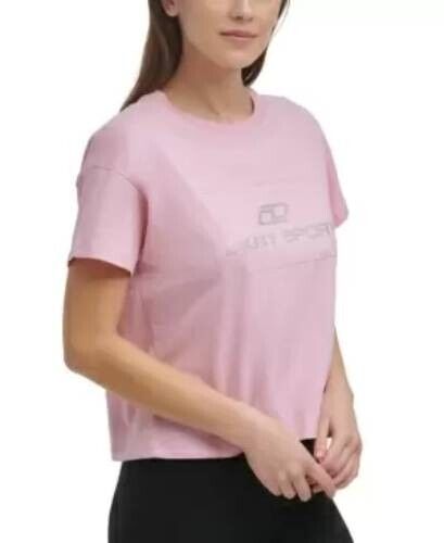Dkny Sport Women's Cotton Embellished Logo T-Shirt Pink Size S MSRP $45