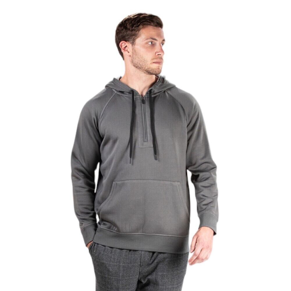 Natori Sathya Volcani Ash Grey Relaxed Fit 1/4 Zip Hooded Mens Sweatshirt Gray L