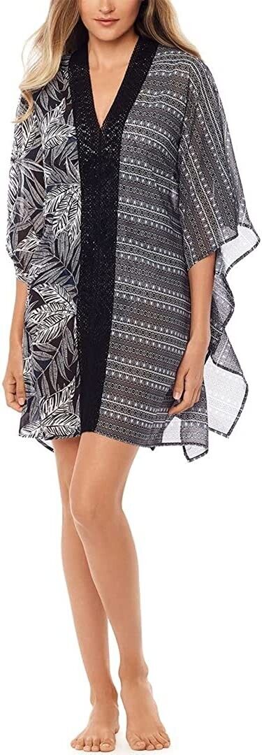 MIRACLESUIT Fronds With Benefits Caftan Black Women Size S MSRP $98