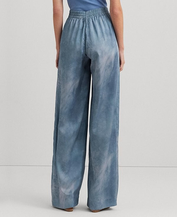 Lauren Ralph Lauren Womens Printed Charmeuse Wide Blue Size XL MSRP $175
