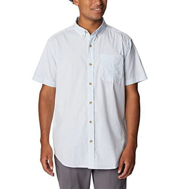 COLUMBIA Men's Rapid Rivers Short Sleeve Shirt Plaid White Size M
