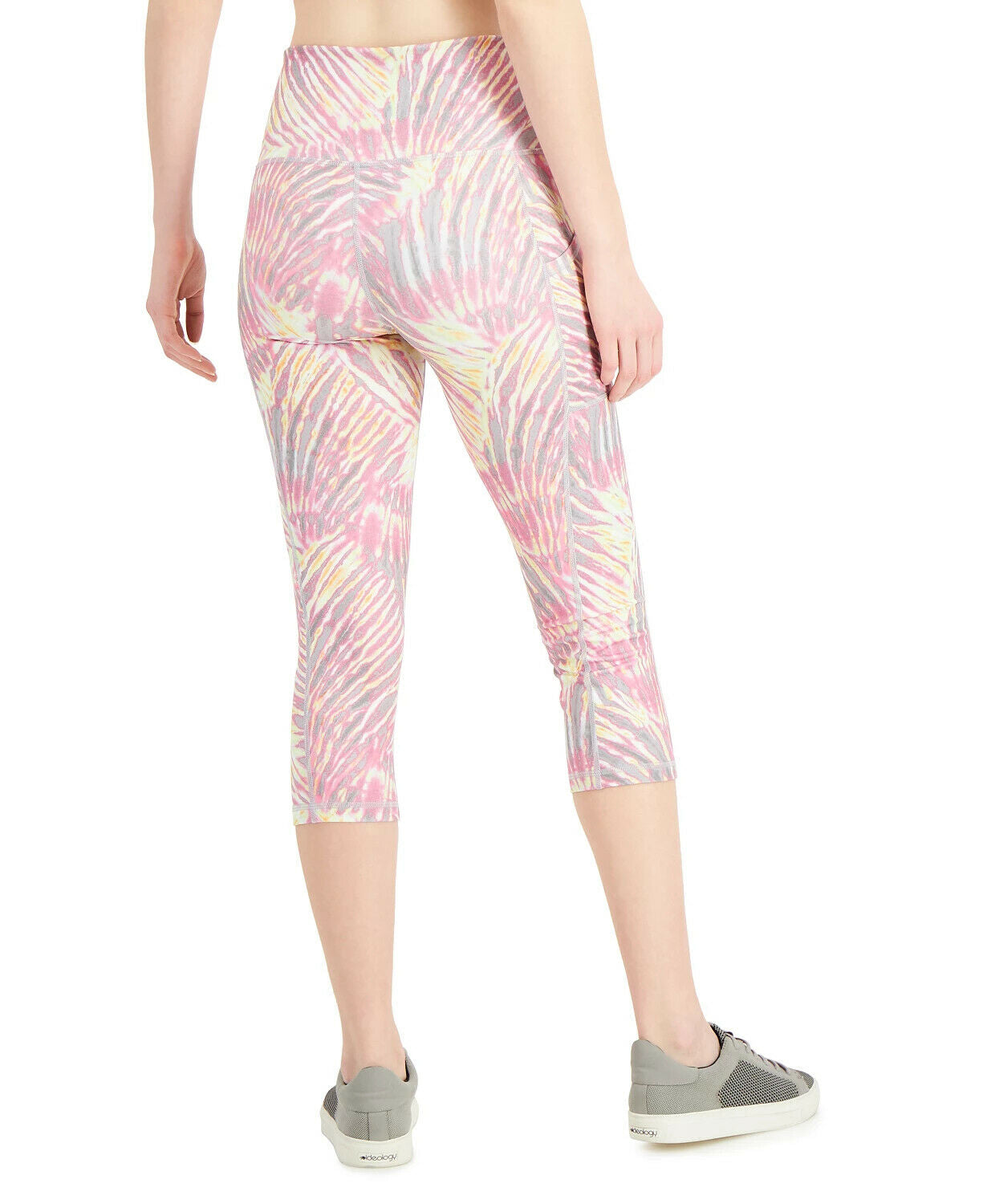 Ideology Tropical-Print Pocket Cropped Leggings Womens pink Size L MSRP $40