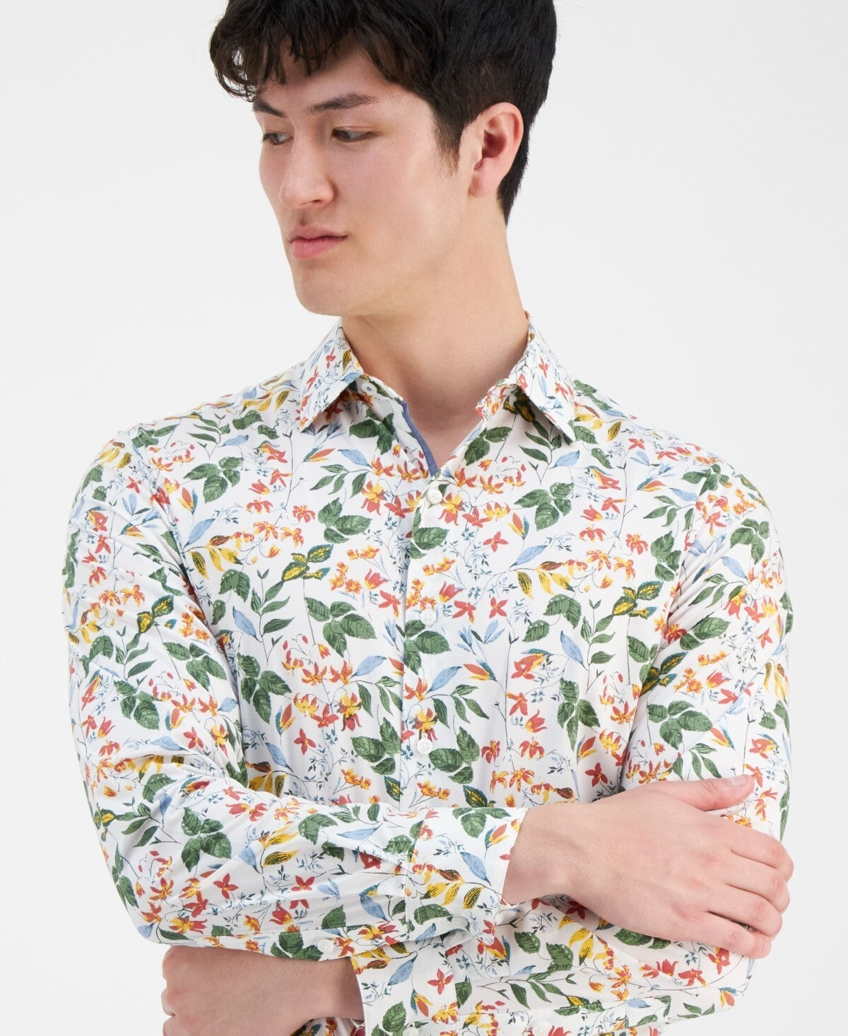 Bar III Slim-Fit Bold Ivy Dress Shirt White Size 15/15.5 (M) MSRP $70
