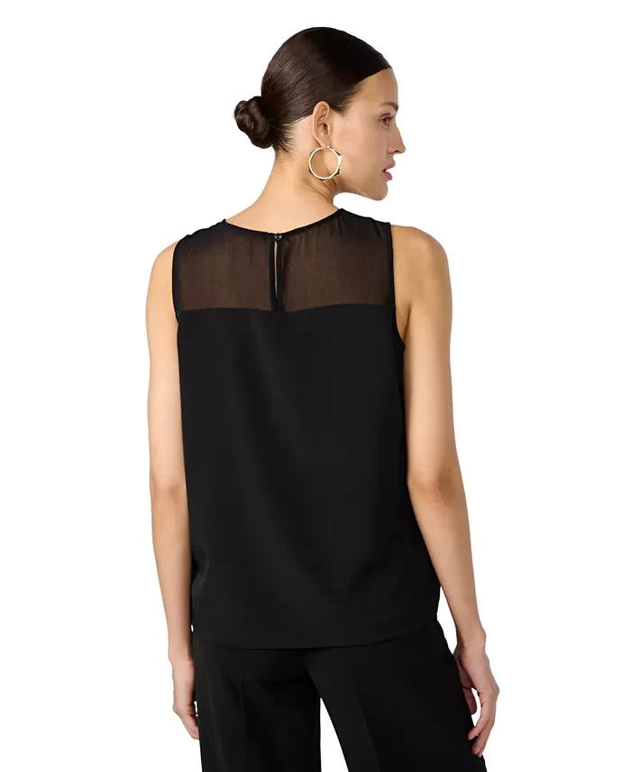 Karl Lagerfeld Paris Women's Sleveless Matte Satin Blouse Black Size S MSRP $109