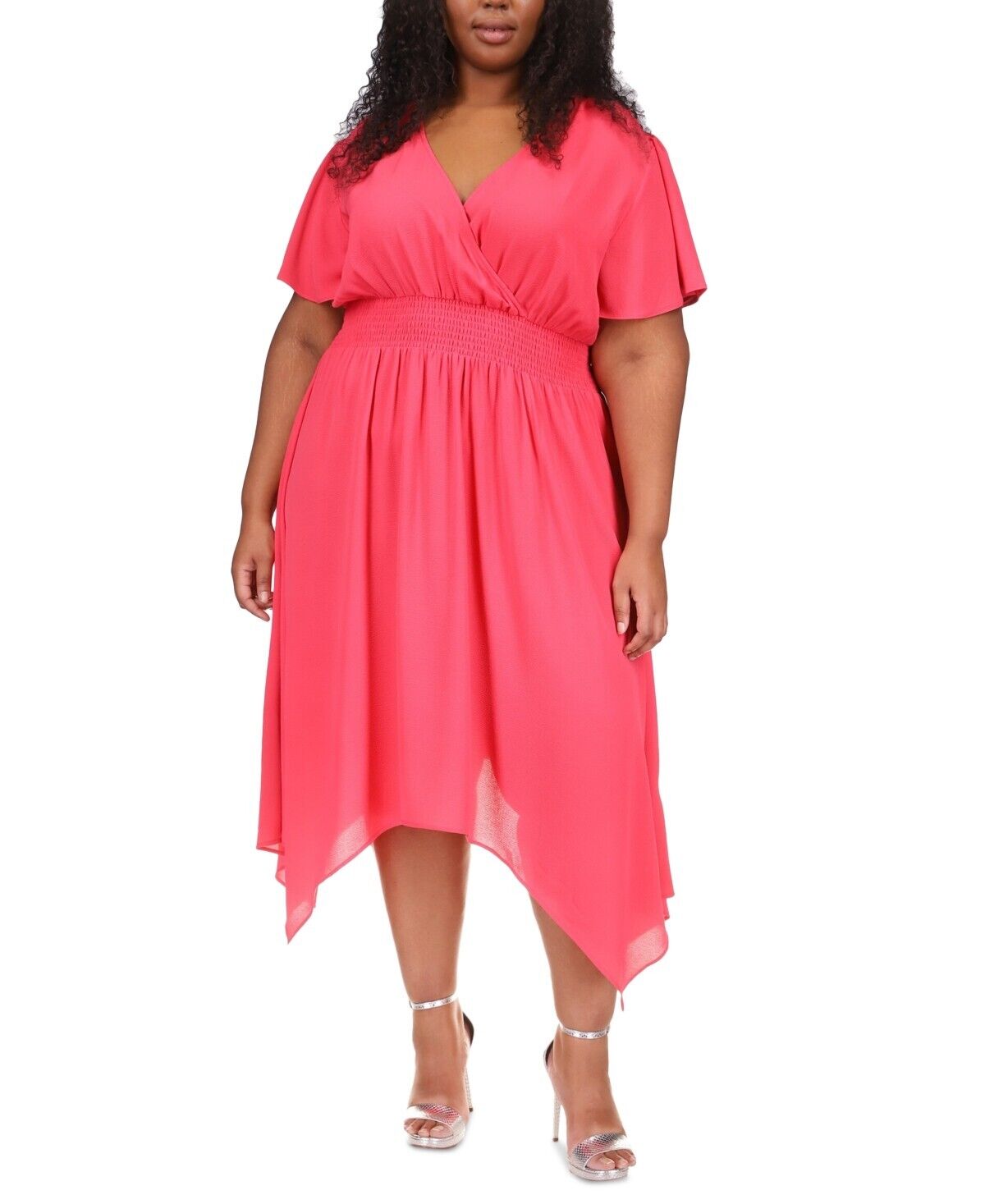 Michael Michael Kors Plus Size Handkerchief-Hem Dress Pink Size 1X 155