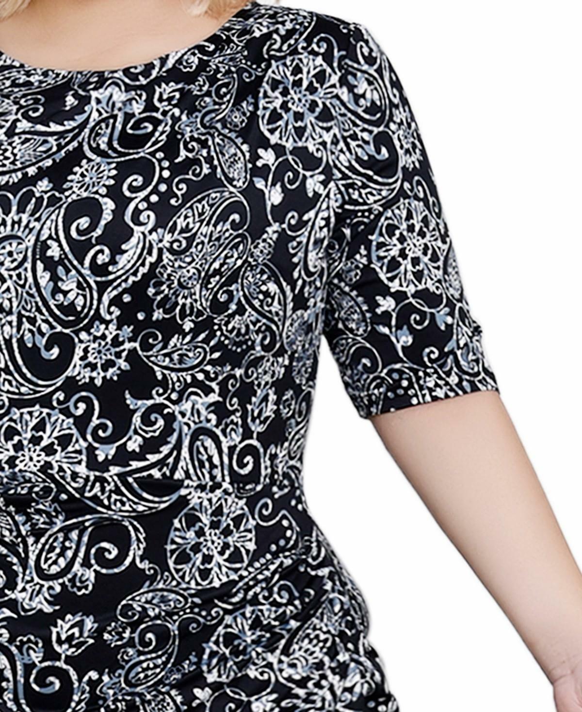 Ny Collection Womens Side Pleat Jersey Knit Dress Night Historic Size 2X