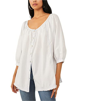 Free People Oxford Swing Tunic Light Blue Combo Size S (Women's 4-6)
