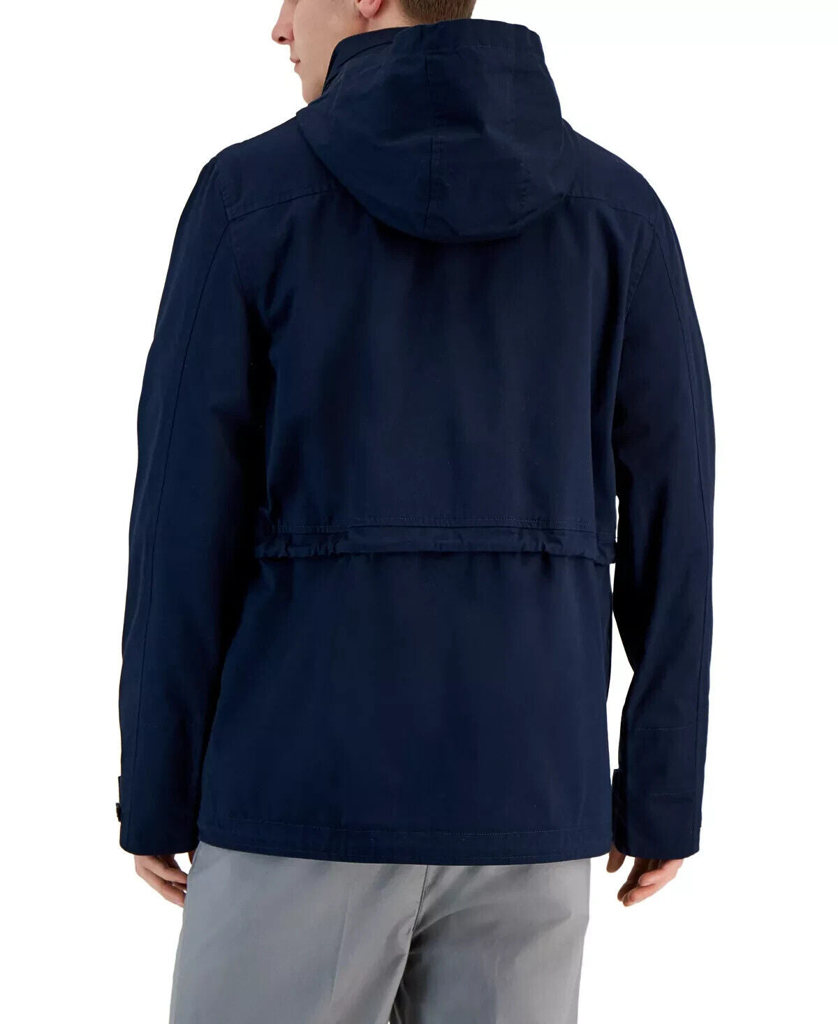 MICHAEL KORS Mens Washed Hooded Military Field Jacket Blue Navy Size L MSRP $348