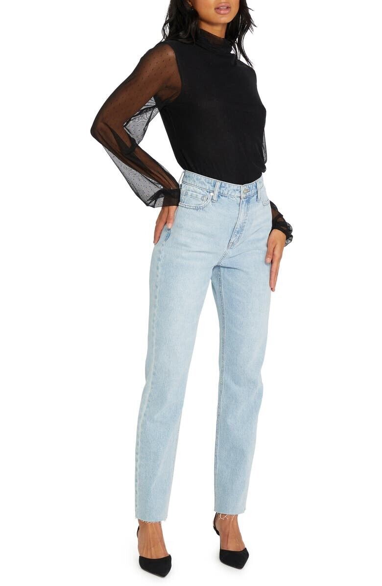 Sanctuary Womens Midnite Hour Mesh Long Sleeve Blouse Black Size M MSRP $69