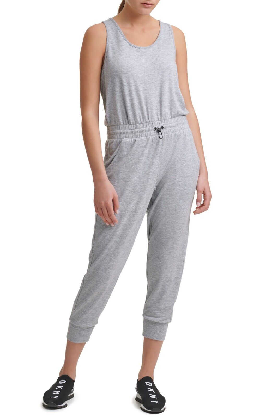 DKNY Womens Yoga Tank Jumpsuit Grey Heather Size XL MSRP $80