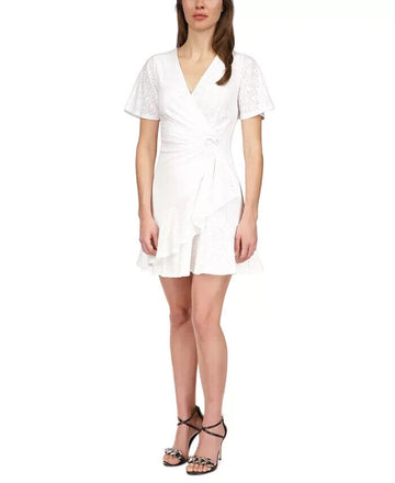 MICHAEL MICHAEL KORS Petite Smocked Eyelet-Embroidered Dress Size PXL MSRP $155