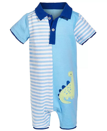 First Impressions Baby Boys Dino Stripe Cotton Sunsuit Bodysuit Blue Size 3-6M