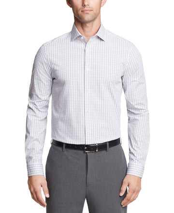 Calvin Klein Wrinkle-Resistant Stretch Dress Shirt Grey White Size 18x34/35 $85