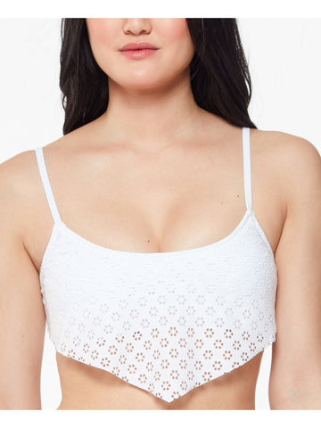 JESSICA SIMPSON White Eyelet Scoop Neck Bandana Bikini Adjustable Swimsuit Top L