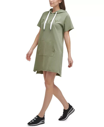 Dkny Sport Women's Cotton Sweatshirt Dress Olive Green Size S MSRP $80