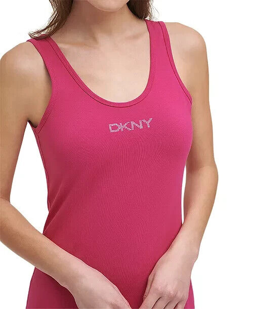 Dkny Sport Women's Embellished Logo Tank Dress Pink Size XS MSRP $60