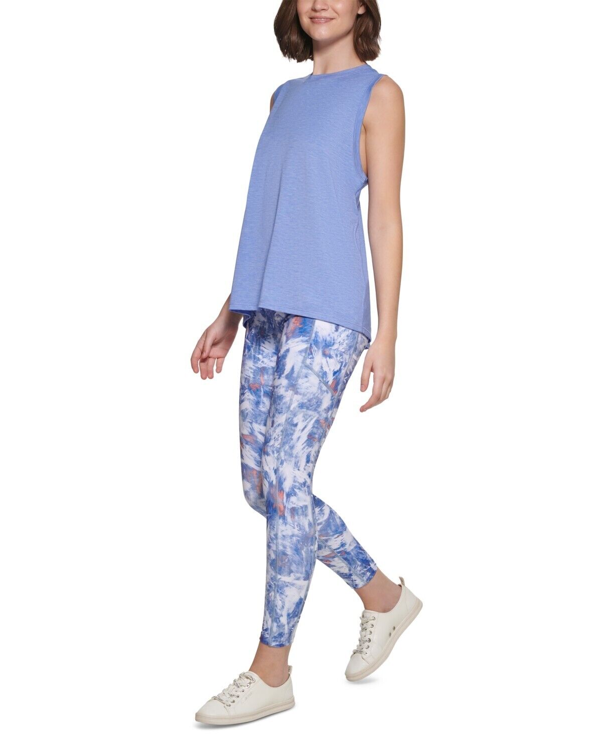 CALVIN KLEIN PERFORMANCE Women's Dropped-Armhole Tank Top Blue Size L MSRP $45