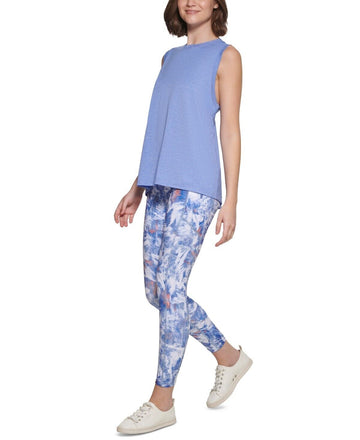 CALVIN KLEIN PERFORMANCE Women's Dropped-Armhole Tank Top Blue Size L MSRP $45