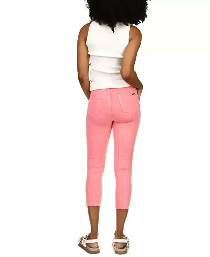 Michael Kors Cropped Denim Jeans Bright Blush Pink Size 10 MSRP $98