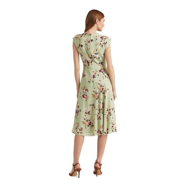 Lauren Ralph Lauren Floral Bubble Crepe Dress Sagepinkmulti Green Size 10 $145
