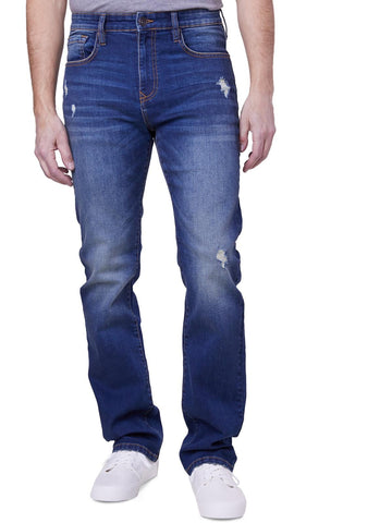 Lazer Mens Distressed Denim Straight Leg Jeans