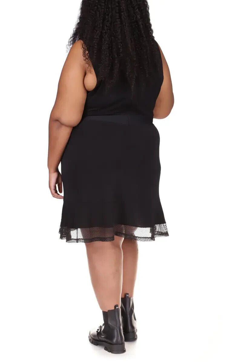 MICHAEL KORS Plus Size 1X Mesh Fit & Flare Dress Black MSRP $125